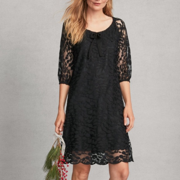 Women’s Garnet Hill Boheme easy lace black dress, size 10 - Picture 1 of 7
